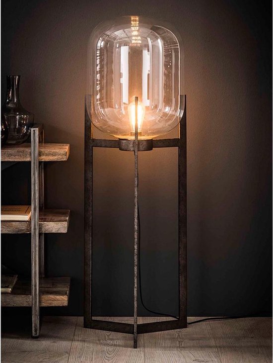 Livin24 Industriële staande lamp Kelsi glas metaal | bol.com