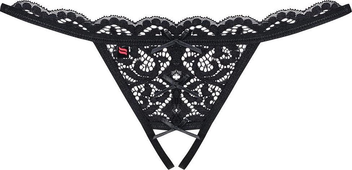 Obsessive Openkruis string kant– Erotische Lingerieset – Maat S/M – Zwart