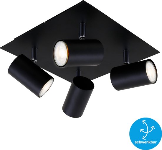 Besluit Schatting pantoffel Briloner Leuchten RUN Plafondlamp - 4 -lichts - Spots kantelbaar - GU10 -  max. 40 Watt... | bol.com