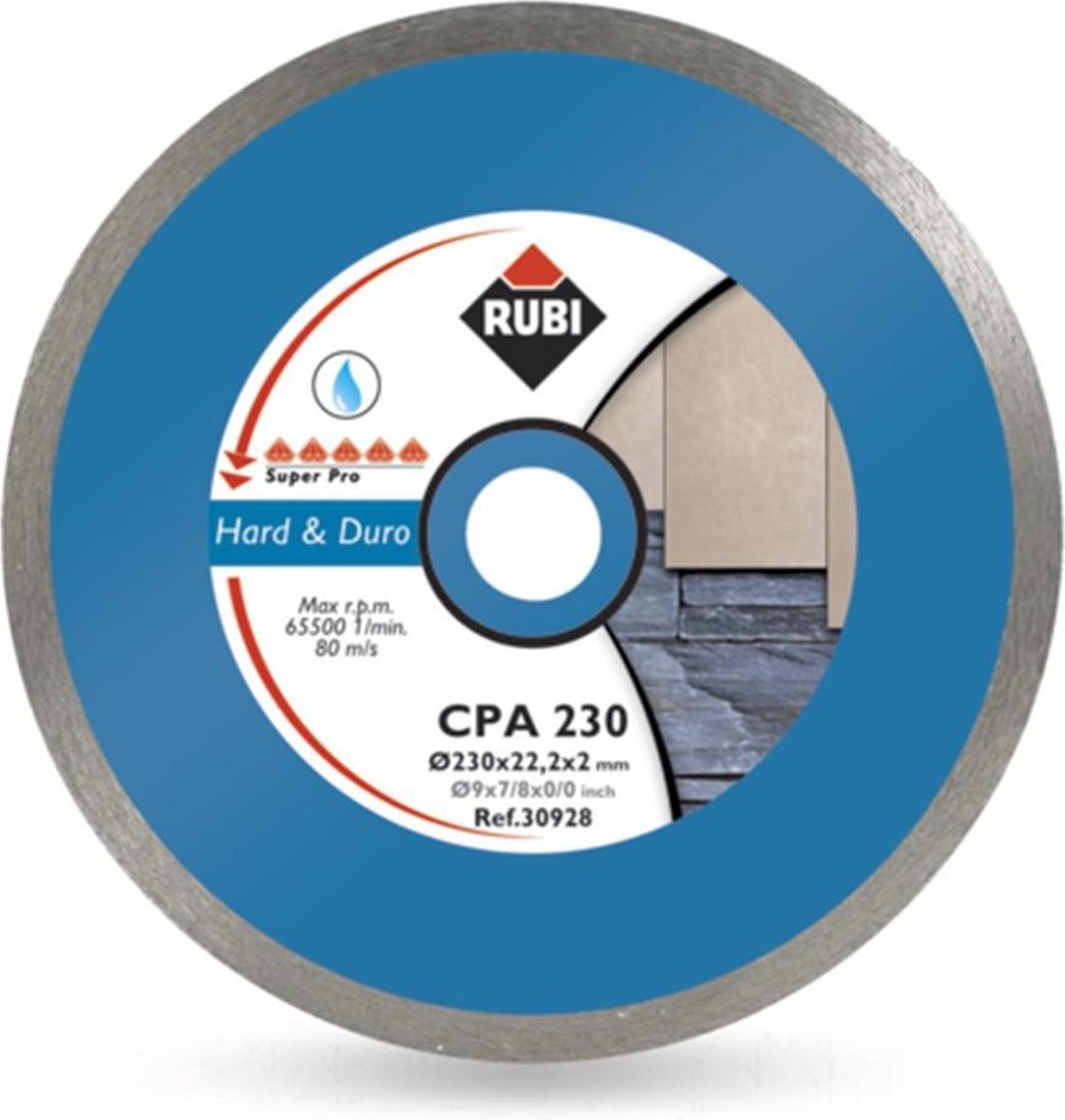 Rubi CPA 250 SUPERPRO - Diamantschijf voor harde materialen - 250mm - Voor nat zagen - Laser gelast