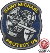 Saint Michael Protect US Geborduurde motiverende blauwe gele patch embleem met klittenband