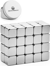 Brute Strength - Super sterke magneten - Vierkant - 10 x 10 x 10 mm - 40 stuks - Neodymium magneet sterk - Voor koelkast - whiteboard