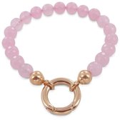 Silventi 980101706 Bracelet en perles de pierre - Rose - Fermoir en acier - couleur or rose