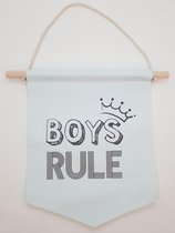 kinder canvas vlag met print 25x24 cm jongen - baby - boy - blauw - boys rule
