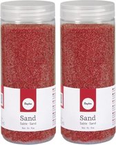 2x Fijn decoratie zand rood 475 ml - zandkorrels - Hobby/decoratie materiaal