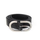 Tannery Leather Ladies Belt Cuir 3cm Wide With Silver Buckle Zwart Size 85 (S/ M) 30660