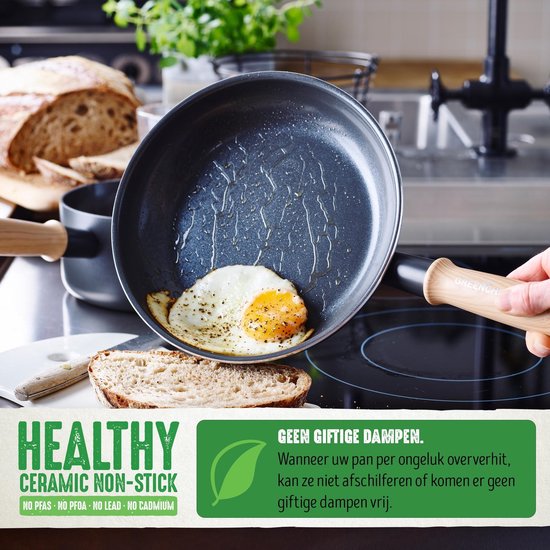 GreenLife Soft Grip gezonde keramische antiaanbaklaag 16-delige pannenset met braadpan, steelpan en kookpan, PFAS-vrij, vaatwasmachinebestendig, Ovenbestendig, Geel