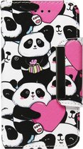 ADEL Kunstleren Book Case Portemonnee Pasjes Hoesje voor iPhone 6(S) Plus - Panda Hartjes
