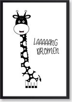 Seldona® Poster kinderkamer Giraffe - Zwart wit - Scandinavisch design - jongen / meisje - Babykamer posters - A3 formaat (30x40cm) Poster dieren