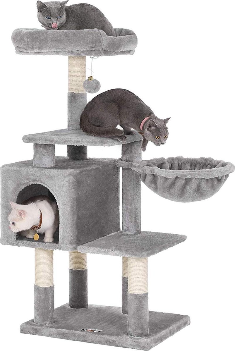 Nancy's Multilevel Kattenboom - Kat toren - Krabpaal - Klimboom voor katten - Lichtgrijs - 50 x 40 x 110 cm