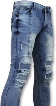 Skinny biker jeans heren - Stoere jeans mannen - ZS1058 - Blauw