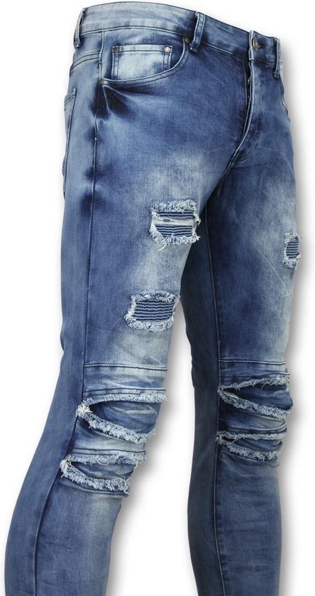 Broeken met scheuren mannen - Biker jeans heren skinny - 3002-16 - Blauw |  bol.com
