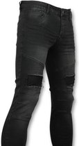 Zwarte slim fit jeans  - Biker jeans voor mannen - 3013