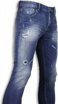Basic Jeans - Blue Damaged Regular Fit - Blauw