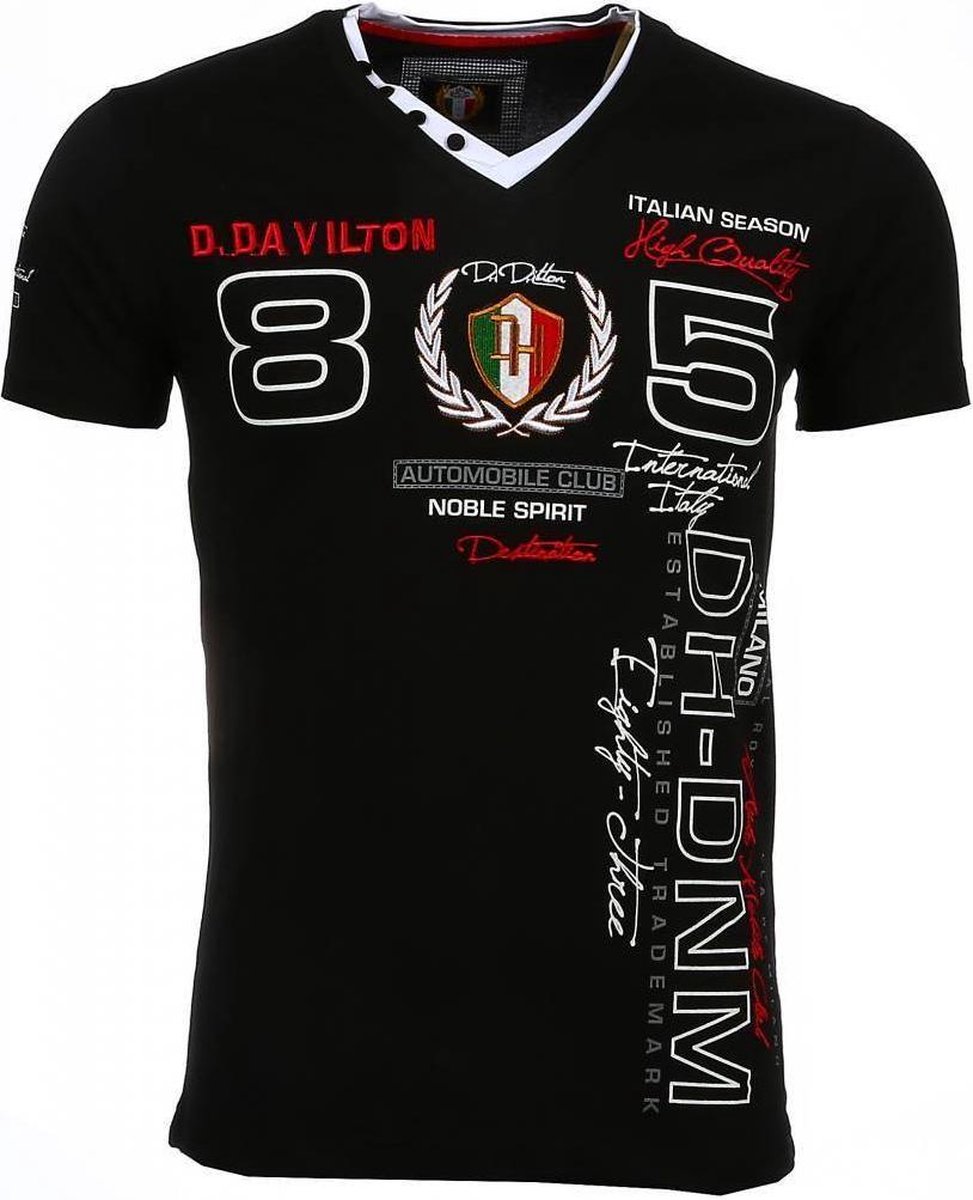 Italiaanse T-shirt - Korte Mouwen Heren - Borduur Automobile Club - Zwart