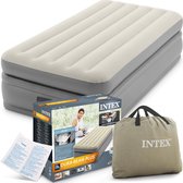 Intex luchtbed Prime Comfort - 1 persoons - 99 x 191 x 51 cm - grijs / beige - met ingebouwde pomp