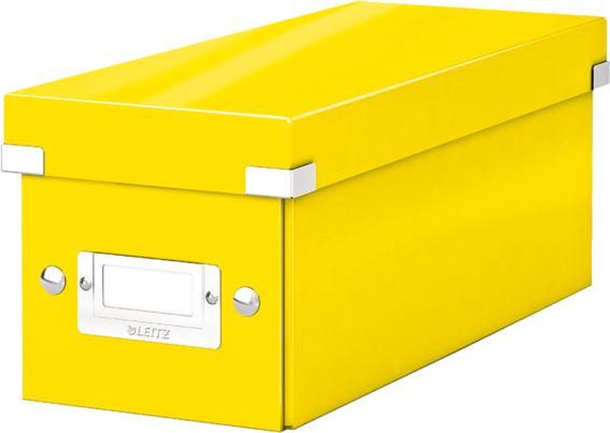 Leitz WOW Click & Store Kartonnen Opbergdoos met Deksel voor CD's - 84% Gerecycled Karton - 14.3 x 13.6 x 35.2 Cm (BxHXD) - Geel
