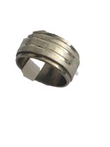 Petra's Sieradenwereld - RVS ring zilverkleurig met ribbeltjes en glimmertjes Maat 17 (117)