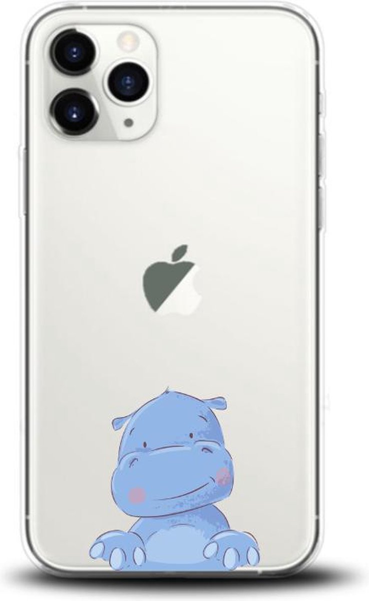 Apple Iphone 11 Pro siliconen telefoonhoesje transparant Nijlpaardje