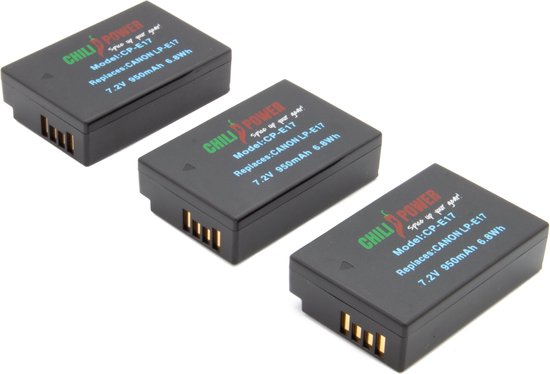 ChiliPower Canon Battery LP-E17 Kit Deluxe - 3 batteries + Triple chargeur, pour charger 3 batteries