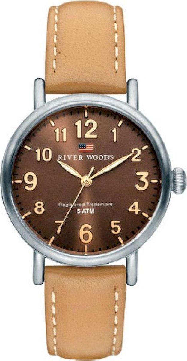 River Woods Vermillion RW340001 Horloge - Leer - Bruin - Ø 34 mm