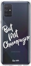 Casetastic Samsung Galaxy A71 (2020) Hoesje - Softcover Hoesje met Design - But First Champagne Print