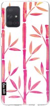 Casetastic Samsung Galaxy A71 (2020) Hoesje - Softcover Hoesje met Design - Pink Bamboo Pattern Print