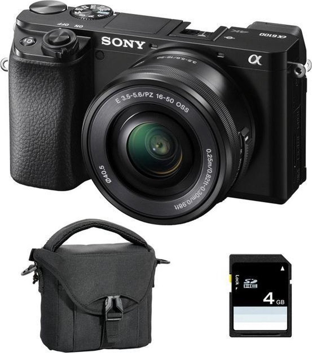 SONY ALPHA 6100 SCHWARZ + 16-50mm Objektiv + Tasche + 8GB SD-Karte