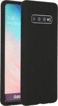 Accezz Hoesje Geschikt voor Samsung Galaxy S10 Hoesje Siliconen - Accezz Liquid Silicone Backcover - Zwart