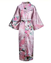 Chinese Kimono badjas ochtendjas roze satijn dames maat S