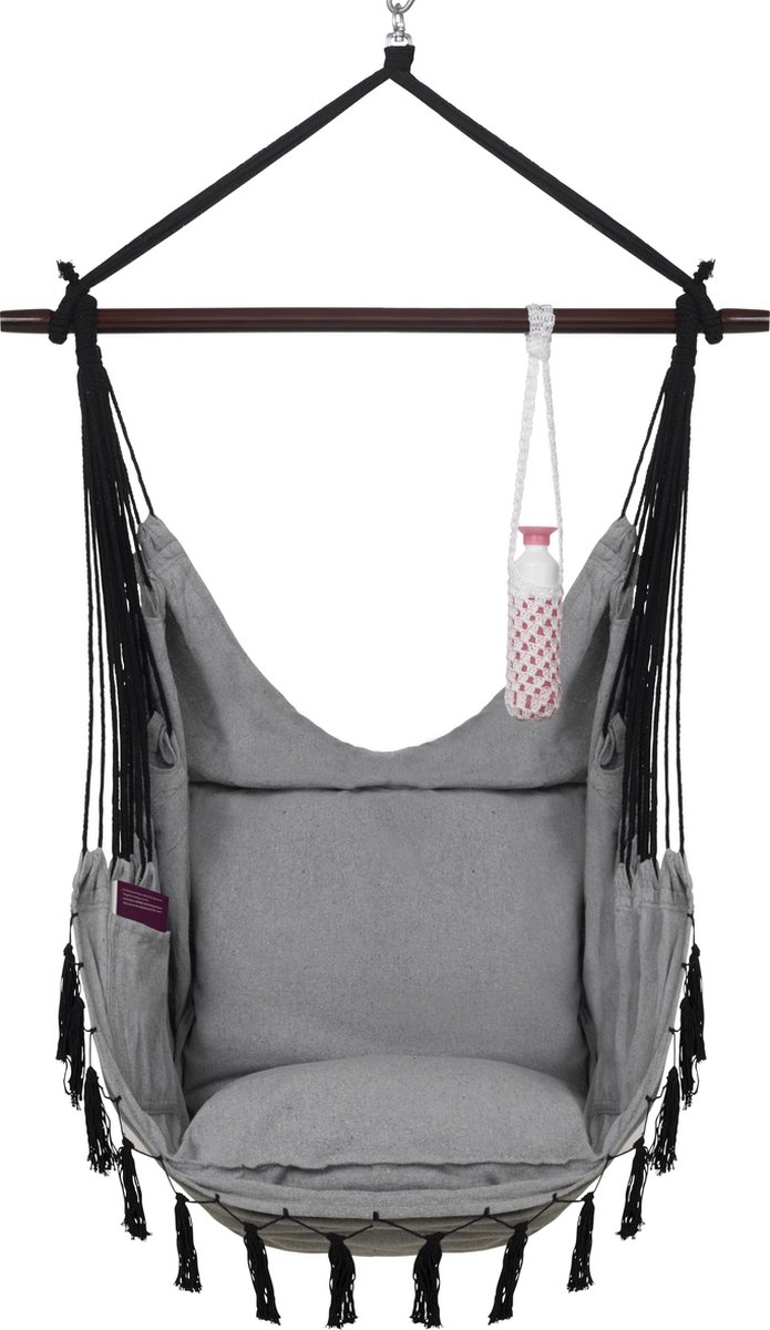 Hangstoel voor Binnen & Buiten. Met 2 Kussens, Drankhouder & Boekenvak - XXL Hangstoel (ook voor kin