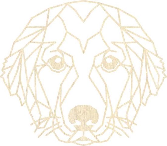 Golden Retriever Geometrisch Hout 70 x 61 cm Light Wood - Honden - Wanddecoratie