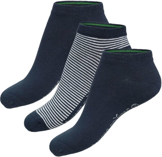 Comfortabel & Zijdezacht Bamboo Basics Dani - Bamboe Sneaker Sokken (Multipack 3 stuks) Heren / Dames - Navy Gestreept - 41-46