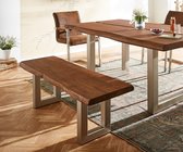 Bank in massief hout Live-Edge Acacia bruin 135x40 bank in massief frame