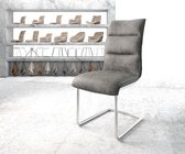 Stoel Xantus-Flex sledestoel rond  verchroomd vintage suede-look grijs