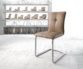 Stoel Maddy-Flex sledestoel rond  verchroomd suede-look bruin