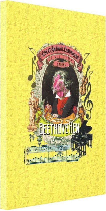 Ludwig van Beethoven Hen Beethovehen - Toile 20x30 cm - Grands compositeurs d'animaux
