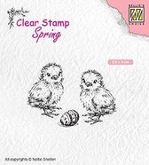 SPCS008 Nellie Snellen Clear Stamp Spring - kuiken "Chicken and Easter egg" - stempel kuikens met paasei eieren