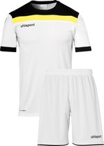 Uhlsport Sportshirt - Maat 128  - Unisex - wit/zwart/geel shirt met short
