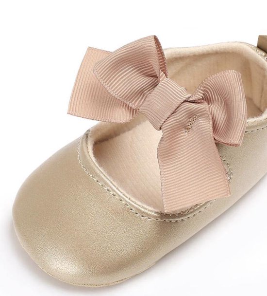 Schoenen Meisjesschoenen Mary Janes Baby Mocassins Schoenen voor meisjes wit en lichtgouden Baby Meisje schoenen met strik en zelfbevestiging riem Zwart 