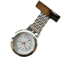 Chique verpleegstershorloge - zusterhorloge - zilverkleurig - met hartslag meting  - I-deLuxe verpakking