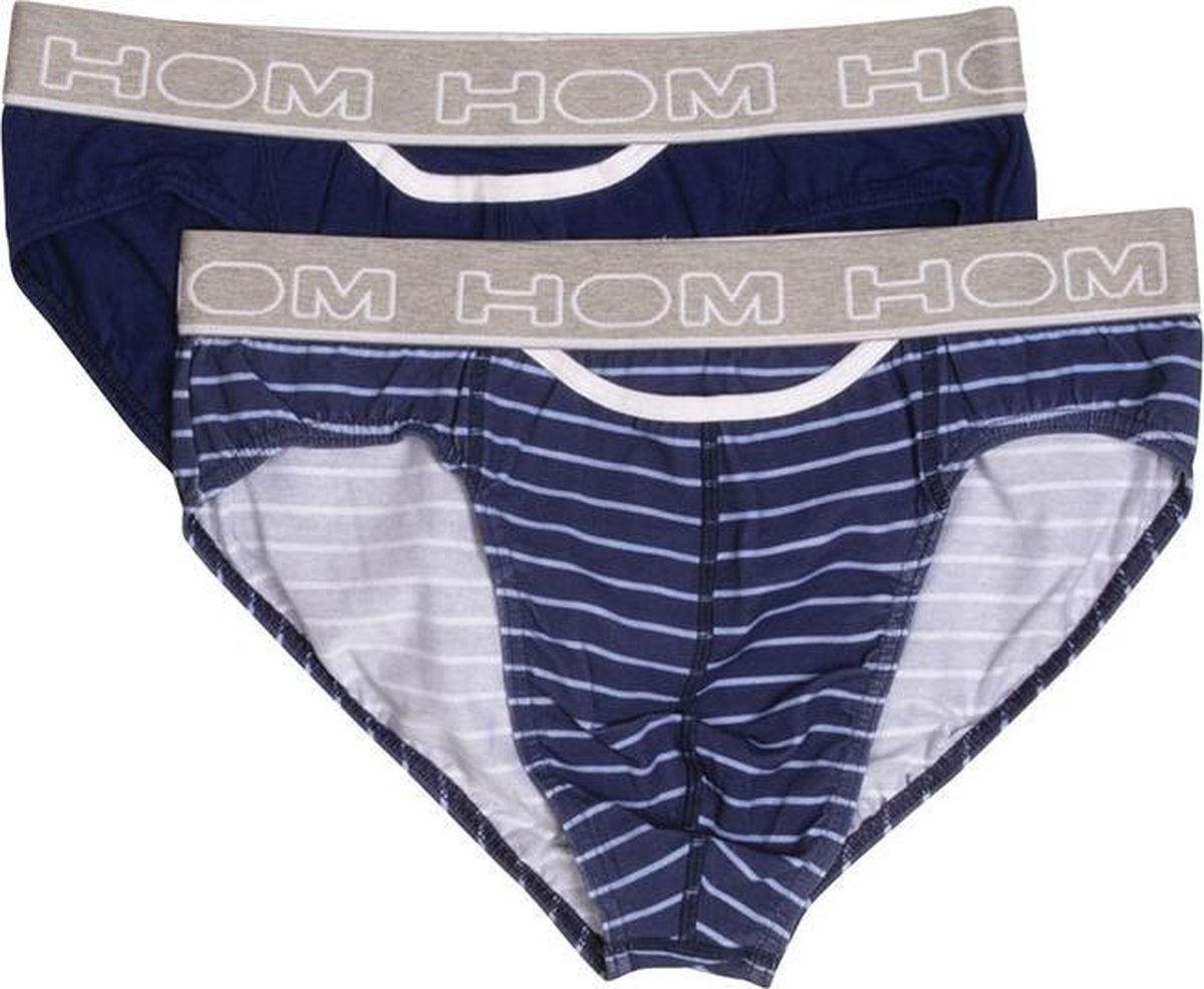 HOM - Heren - 2-pack HO1 Pop Slips Blauw / Gestreept - Blauw - L bol
