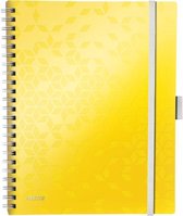 Leitz WOW Be Mobile Spiraalgebonden Notitieboek  met Kunststof Kaft - 80 A4 Vel - Gelijnd - met Geïntegreerde 3-klepsmap  - FSC Gecertificeerd - Geel