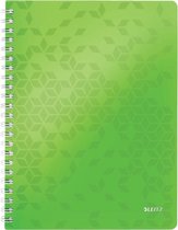 Leitz WOW Spiraalgebonden Notitieboek met Kunststof Kaft - 80 A4 Vel - Gelijnd - FSC Gecertificeerd - Groen