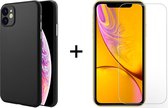 iPhone 11 hoesje zwart case siliconen hoesjes cover hoes - 1x iPhone 11 screenprotector