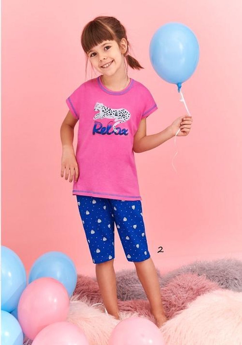 Taro Short Pyjama Amelia. Maat: 128 cm / 8 jaar. Roze - multi