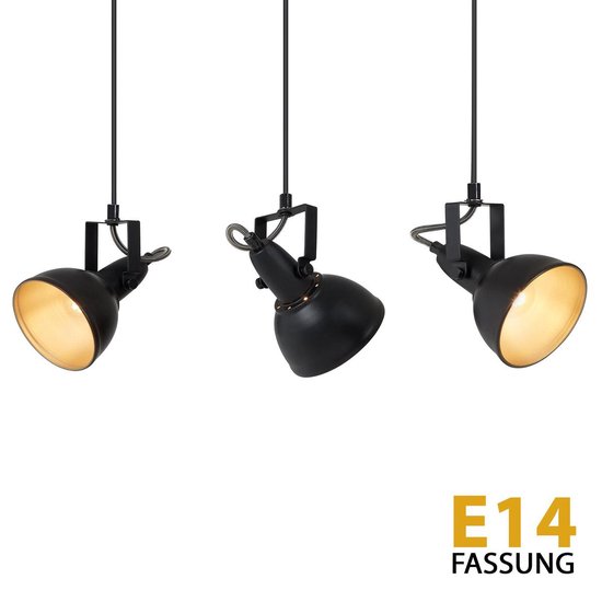 Leuchten Hanglamp - 3 lichts spots - Metaal - E14 - Zwart-goud | bol.com