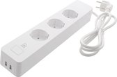 DELTACO SMART HOME SH-P03USB, WiFI Stekkerdoos - 3x stekker & 2x USB – Google Home, Amazon Alexa - 1,5 meter - Wit