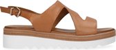 Sacha - Dames - Cognac leren plateau sandalen - Maat 37