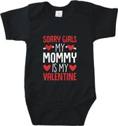 Rompertjes baby met tekst - Sorry girls, mommy is my valentine - Romper zwart - Maat 62/68